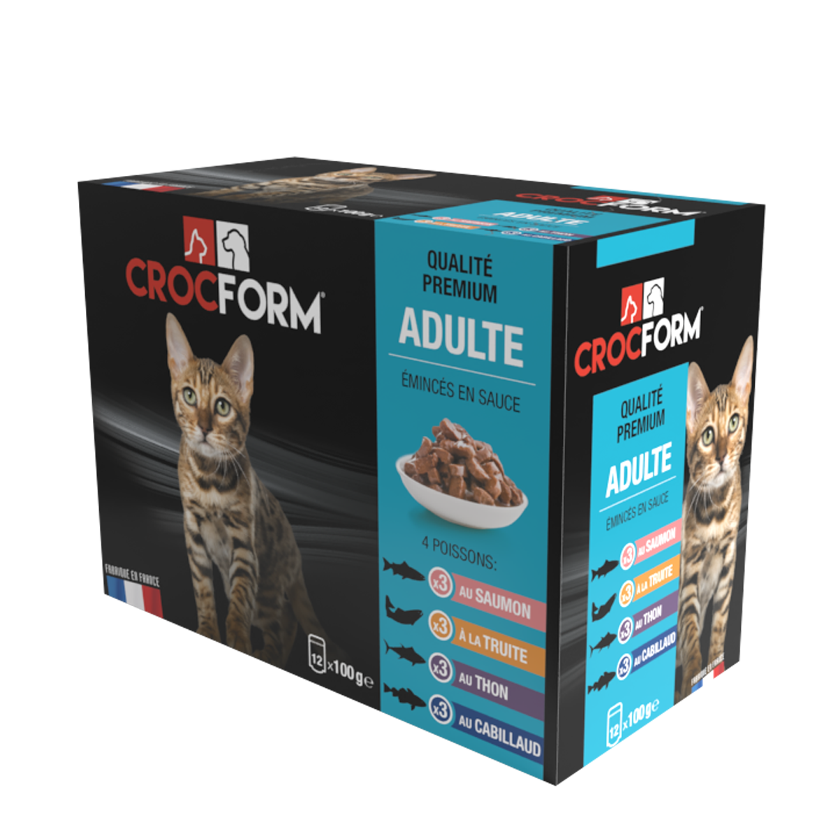 ALIMENT CROQUETTES CROCFORM PREMIUM CHAT ADULTE 4POISSONS POCHONS